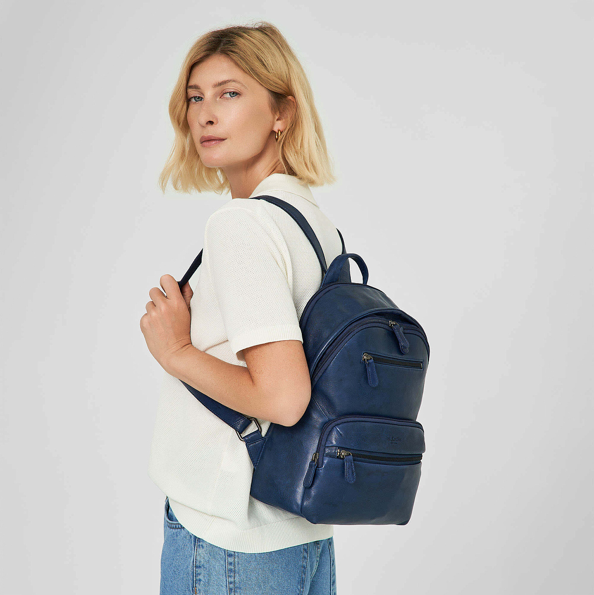 Рюкзак Dr.Koffer из натуральной кожи синий