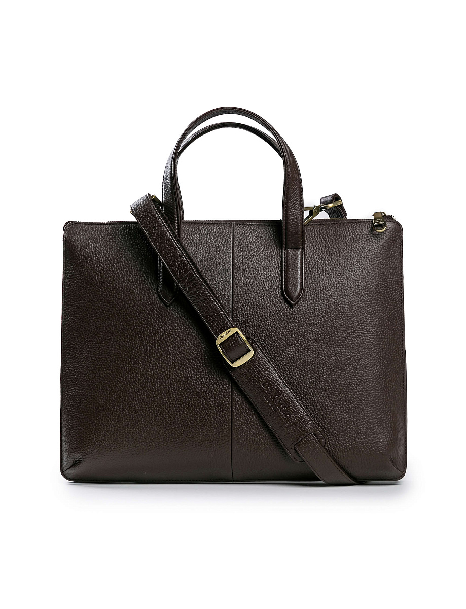 Деловая сумка Dr.Koffer из натуральной кожи темно-коричневая