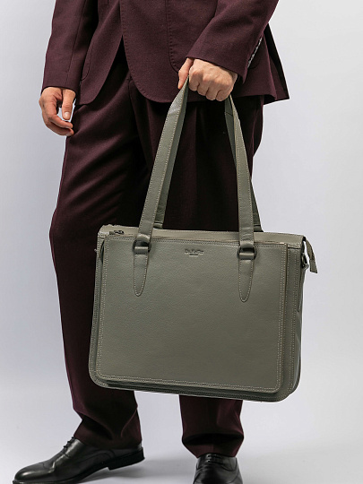 Женская сумка Dr.Koffer из натуральной кожи серая