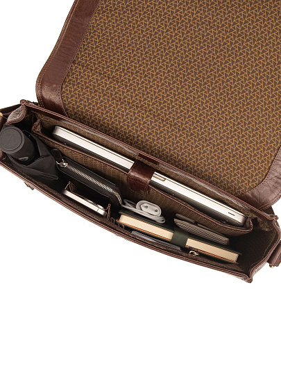 Деловая сумка Dr.Koffer из натуральной кожи коричневая