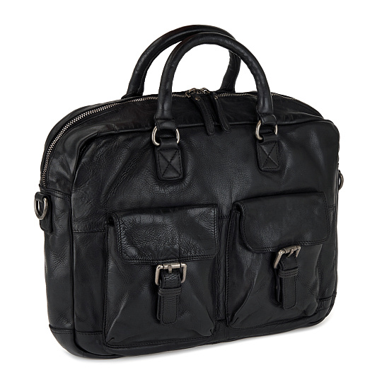 Деловая сумка Dr.Koffer из натуральной кожи черная