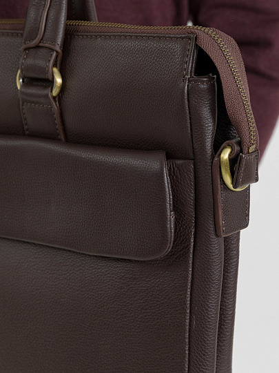 Деловая сумка Dr.Koffer из натуральной кожи темно-коричневая