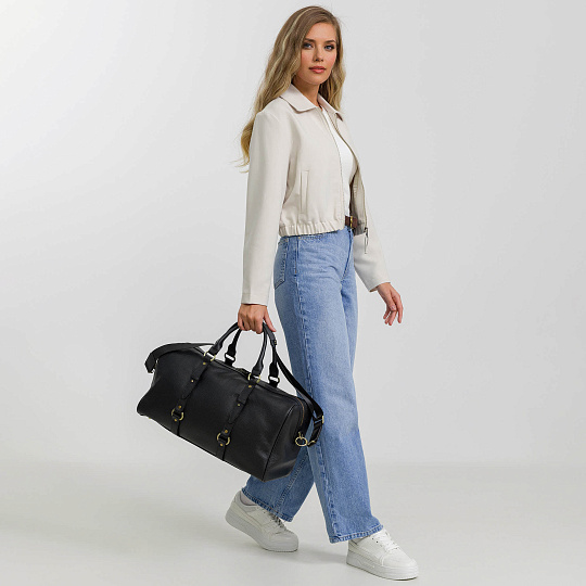 Дорожная сумка Dr.Koffer из натуральной кожи черная