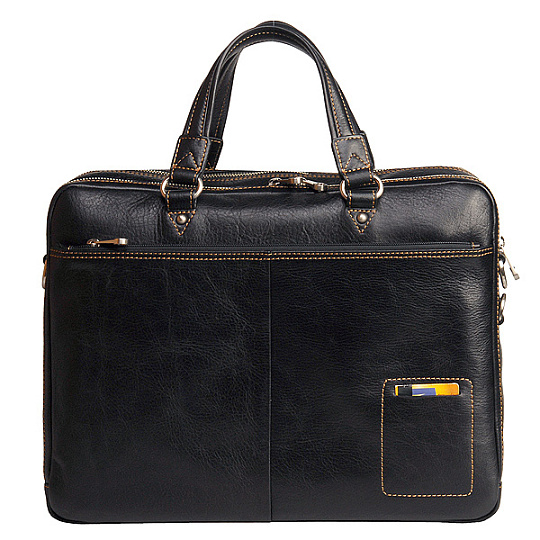 Деловая сумка Dr.Koffer из натуральной кожи черная