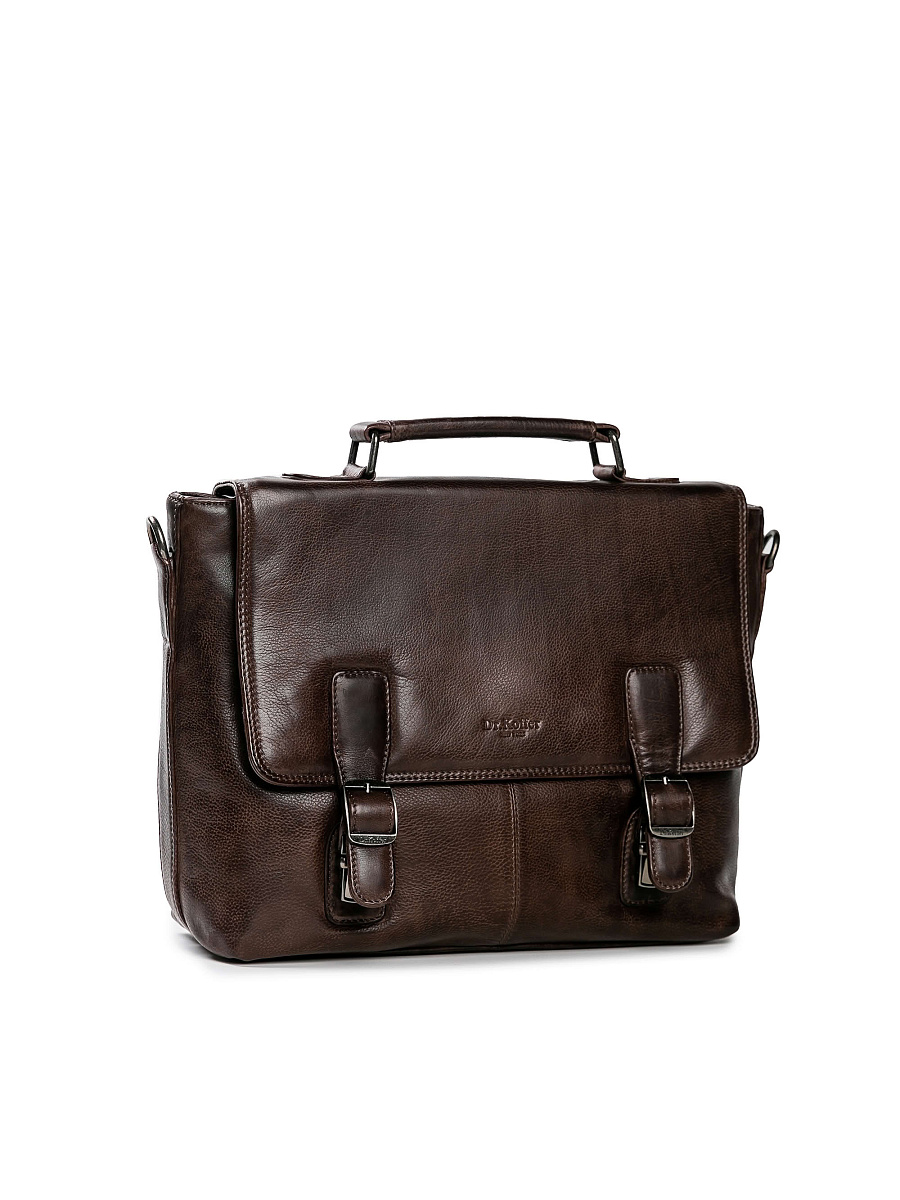 Портфель Dr.Koffer из натуральной кожи темно-коричневый