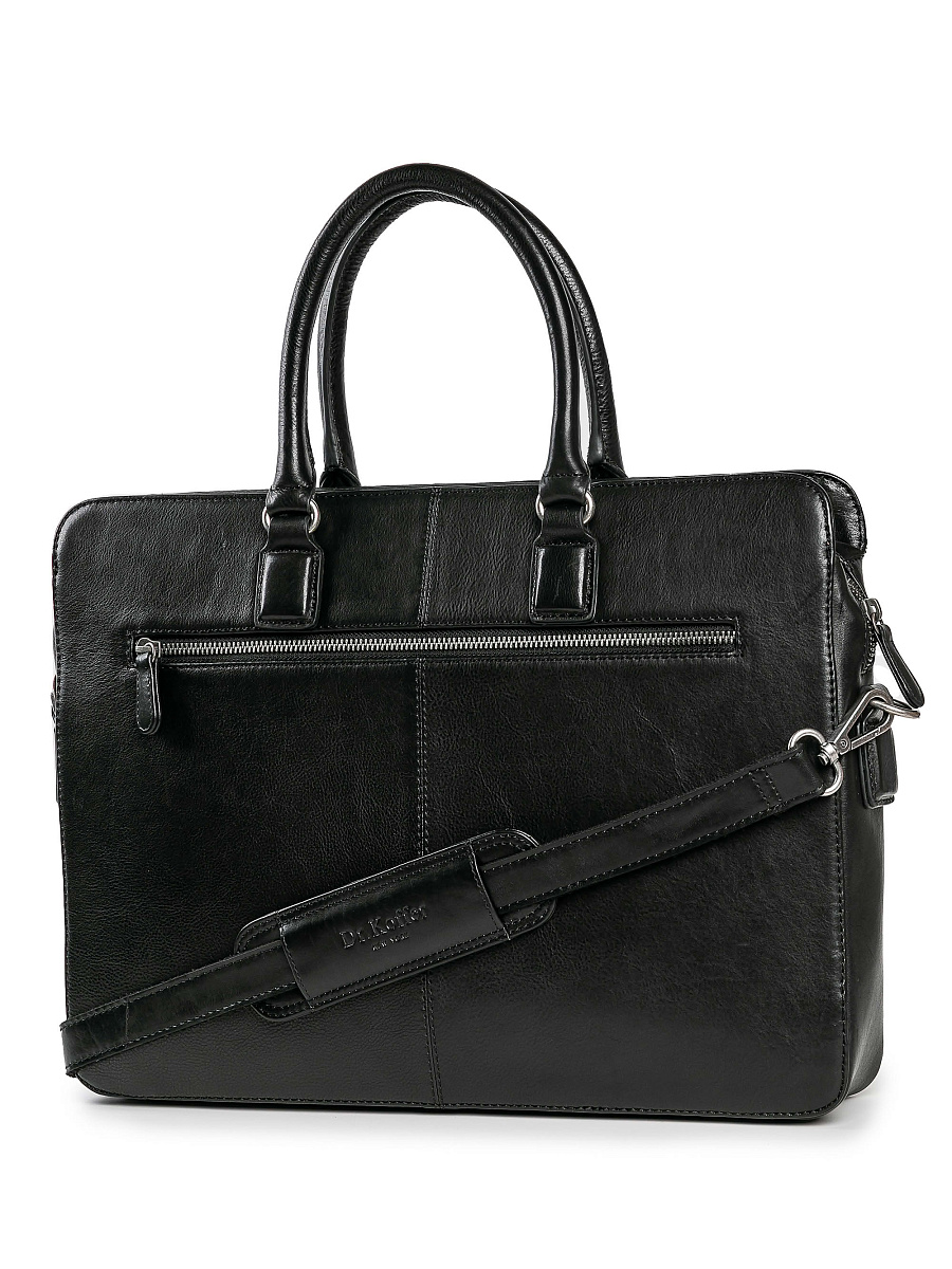 Деловая сумка Dr.Koffer из натуральной кожи черная