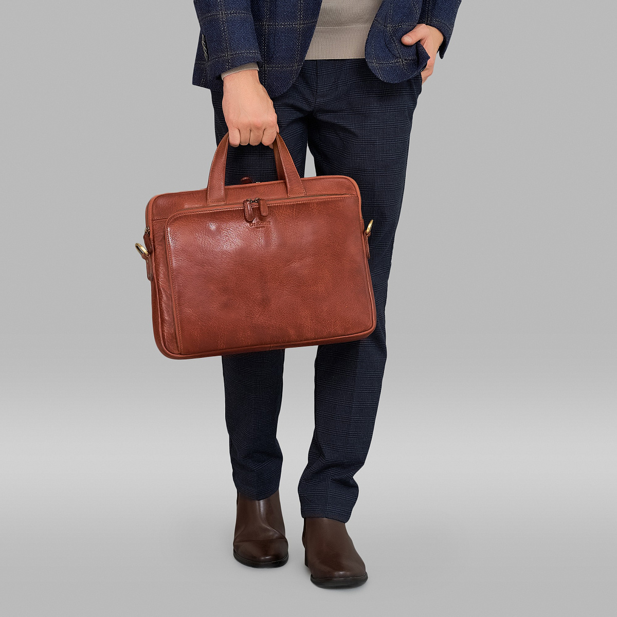 Деловая сумка Dr.Koffer из натуральной кожи коричневая