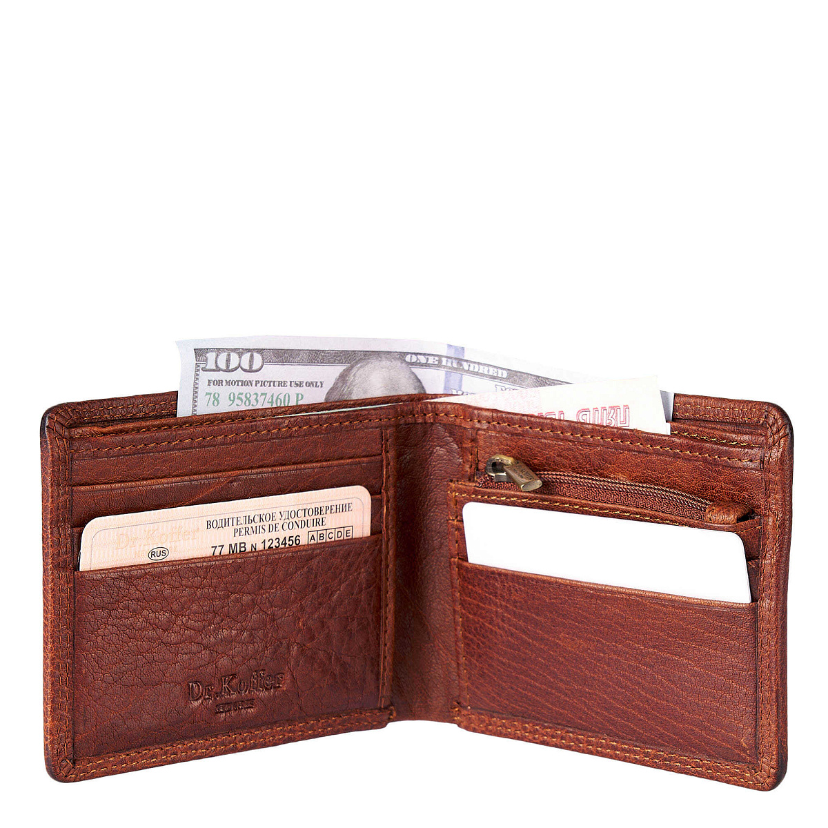 Портмоне Dr.Koffer из натуральной кожи светло-коричневое