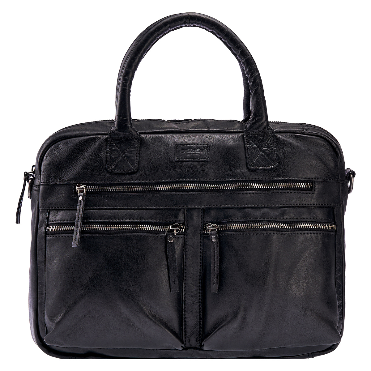 Деловая сумка Dr.Koffer из натуральной кожи черная
