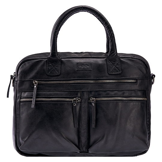 Деловая сумка Dr.Koffer из натуральной кожи черная