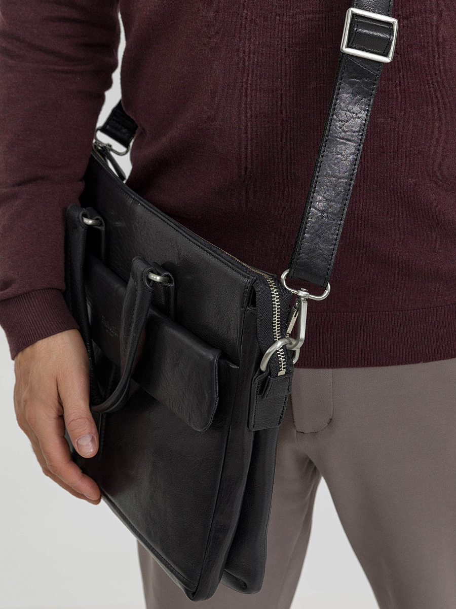 Деловая сумка Dr.Koffer из натуральной кожи черная