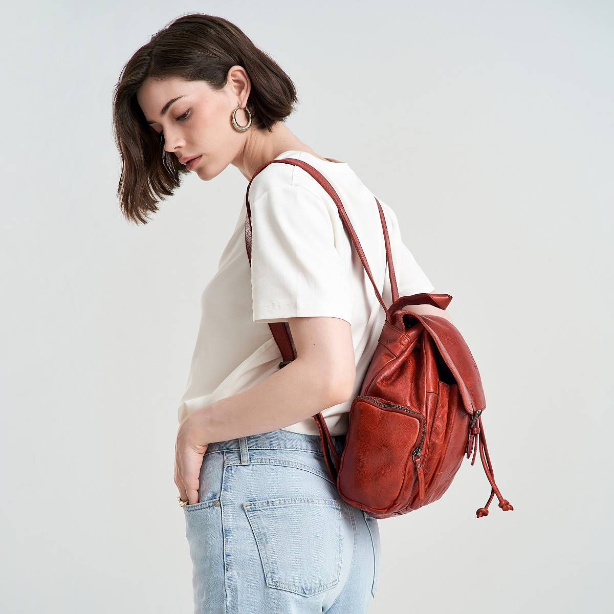 Рюкзак Dr.Koffer из натуральной кожи красный