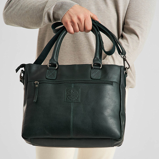 Деловая сумка Dr.Koffer из натуральной кожи зеленая