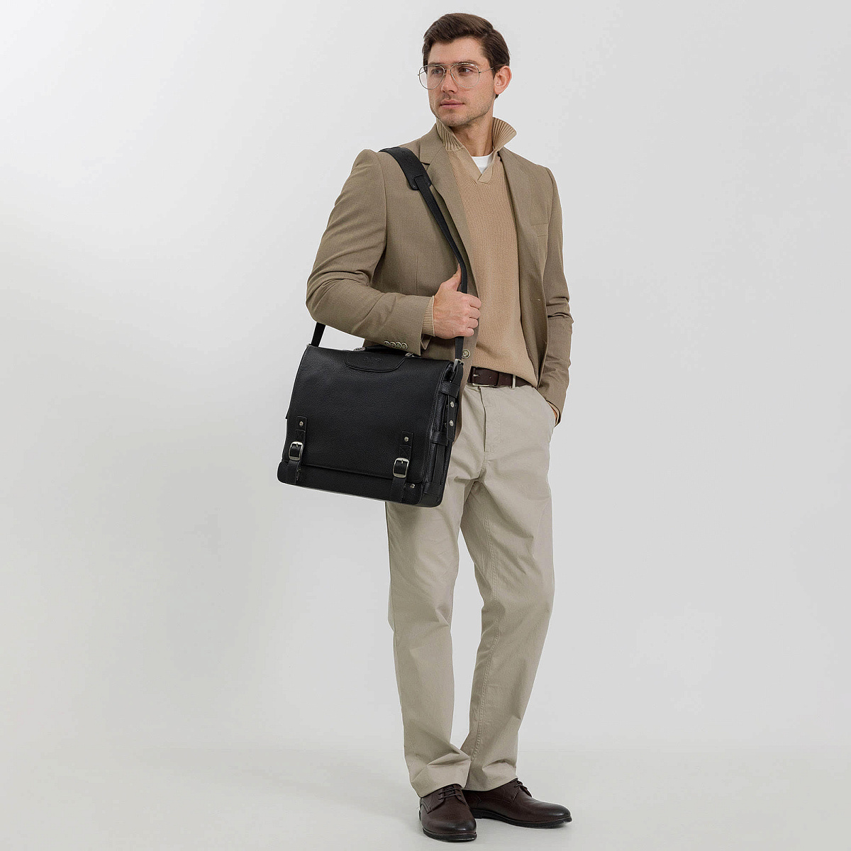 Портфель Dr.Koffer из натуральной кожи черный