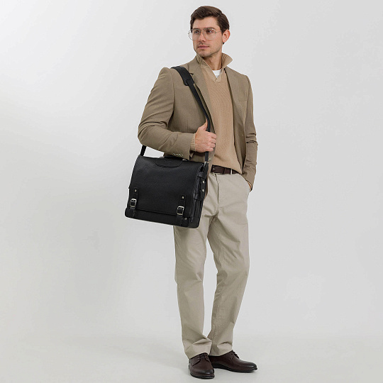 Портфель Dr.Koffer из натуральной кожи черный