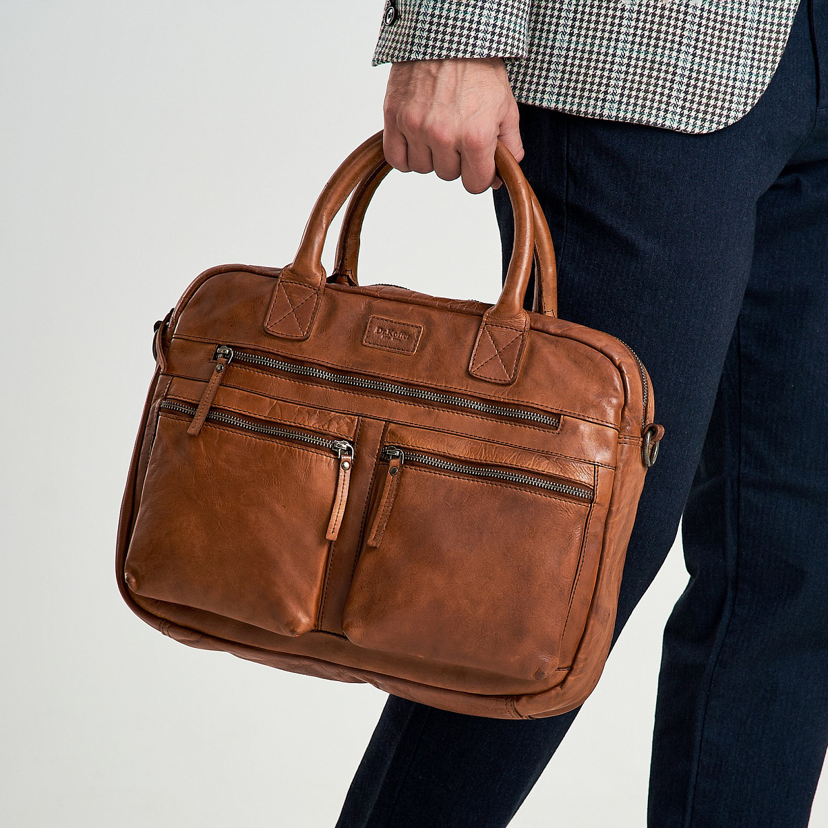 Деловая сумка Dr.Koffer из натуральной кожи коричневая