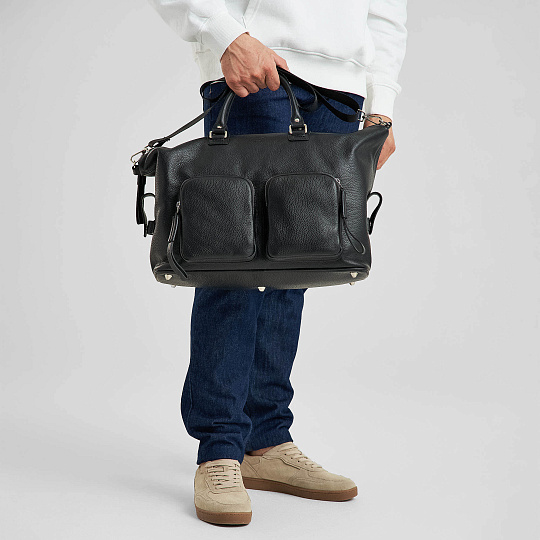 Сумка дорожная Dr.Koffer из натуральной кожи черная