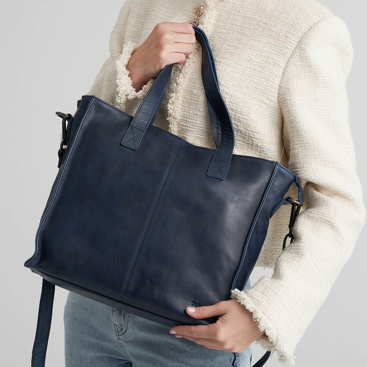 Деловая сумка Dr.Koffer из натуральной кожи синяя