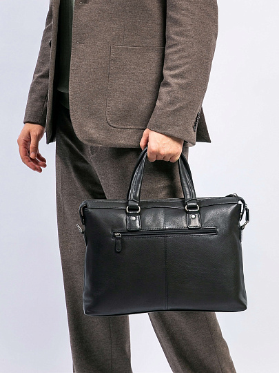Деловая сумка Dr.Koffer из натуральной кожи черная