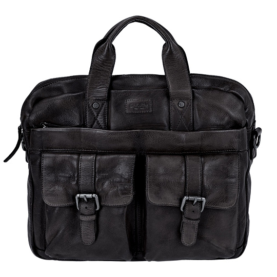 Деловая сумка Dr.Koffer из натуральной кожи черная