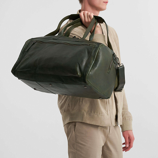 Сумка дорожная Dr.Koffer из натуральной кожи зеленая