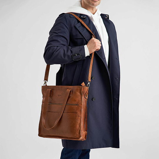 Деловая сумка Dr.Koffer из натуральной кожи коричневая