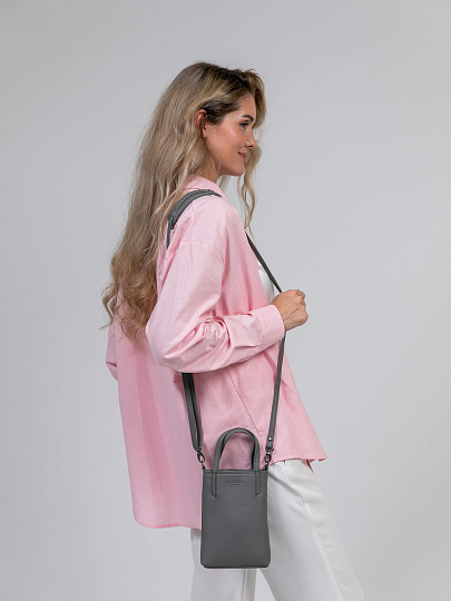 Сумка через плечо Dr.Koffer из натуральной кожи серая