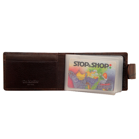 Визитница на кнопке из крокодиловой кожи коричневого цвета Dr.Koffer X510151-102-09