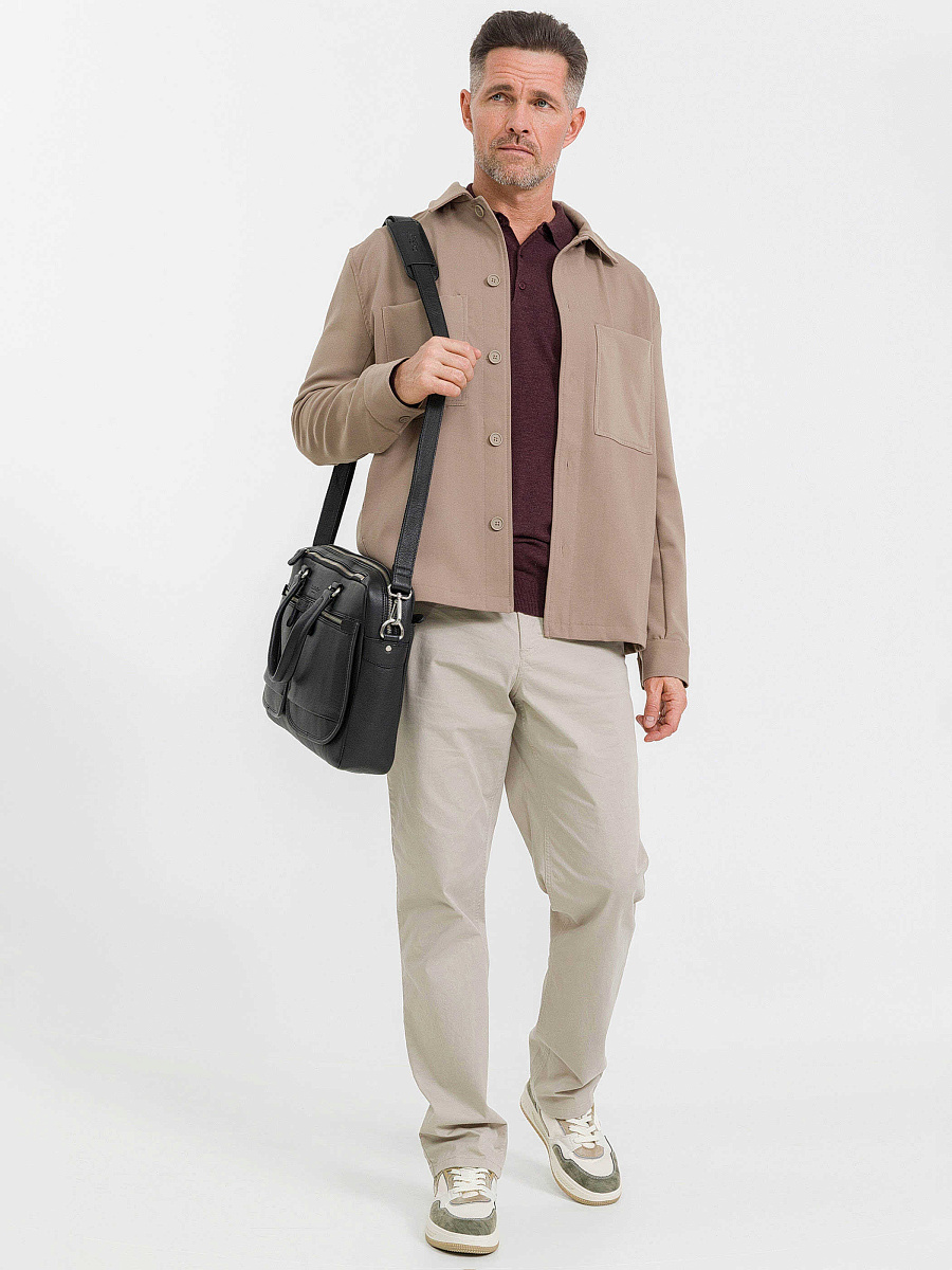 Деловая сумка Dr.Koffer из натуральной кожи черная