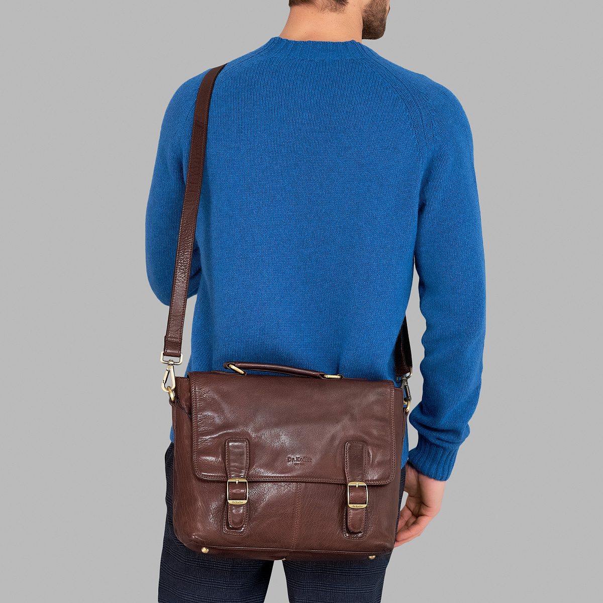 Портфель Dr.Koffer из натуральной кожи темно-коричневый