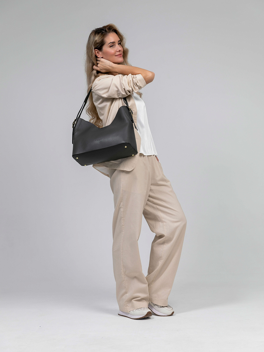 Женская сумка Dr.Koffer из натуральной кожи серая