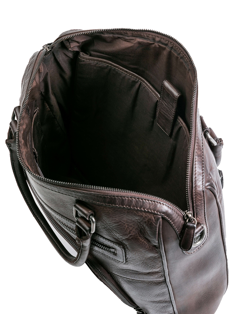 Деловая сумка Dr.Koffer из натуральной кожи темно-коричневая