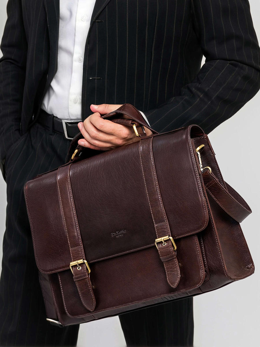 Портфель Dr.Koffer из натуральной кожи темно-коричневый