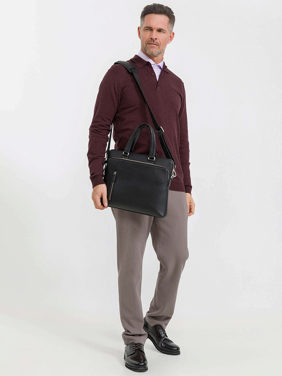 Деловая сумка Dr.Koffer из натуральной кожи черная