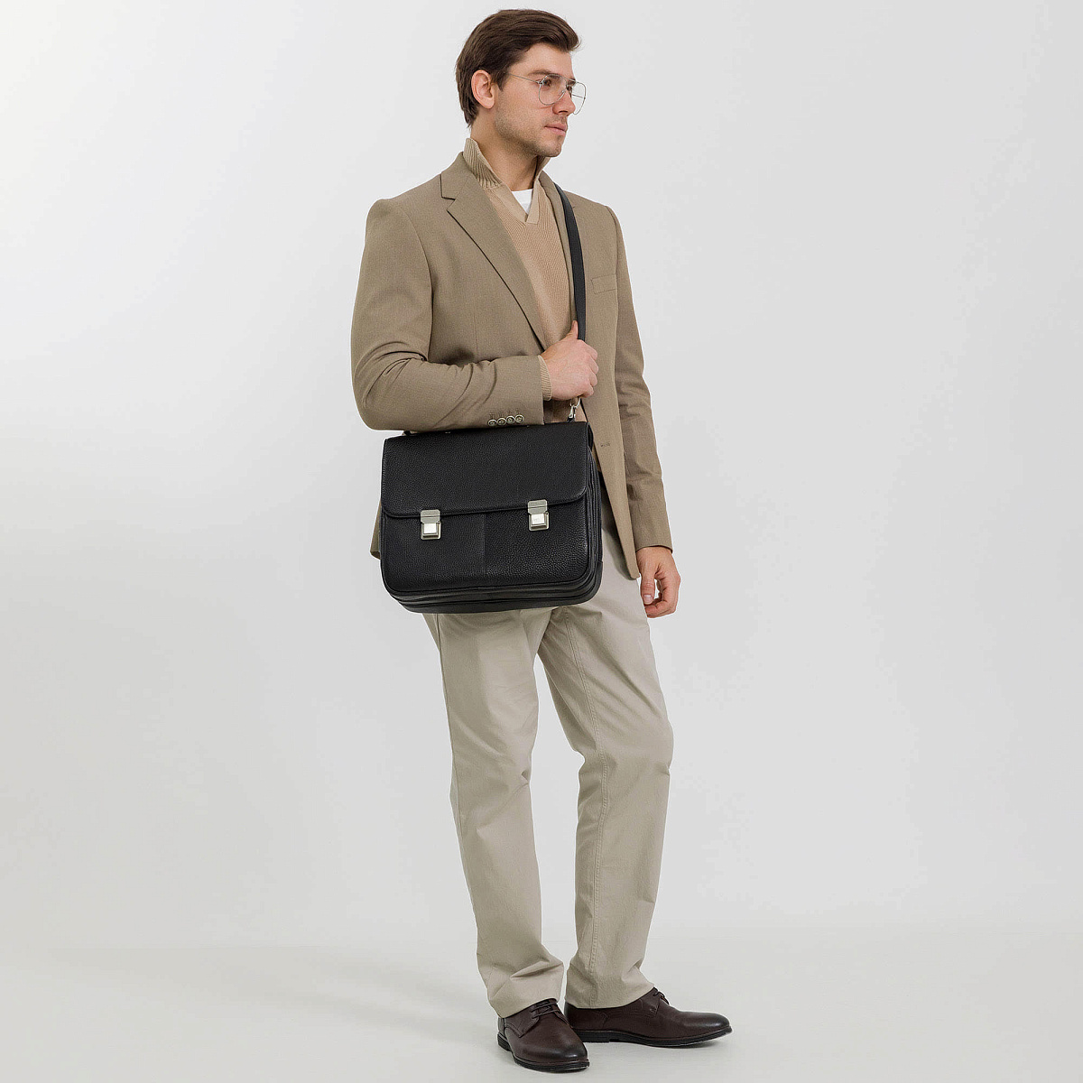 Портфель Dr.Koffer из натуральной кожи черный