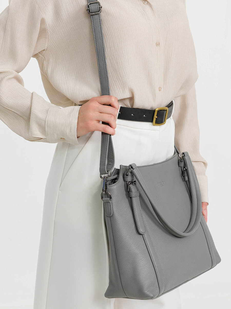 Женская сумка Dr.Koffer из натуральной кожи серая