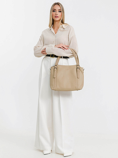 Женская сумка Dr.Koffer из натуральной кожи бежевая