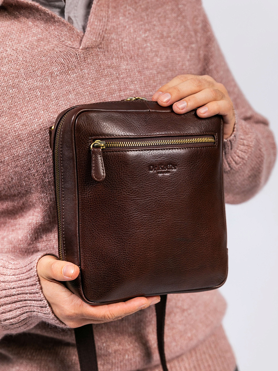 Сумка через плечо Dr. Koffer из натуральной кожи коричневая