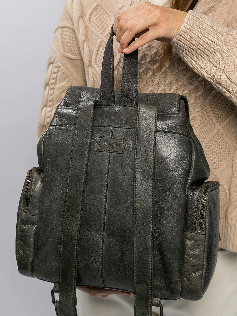 Рюкзак Dr.Koffer из натуральной кожи серый