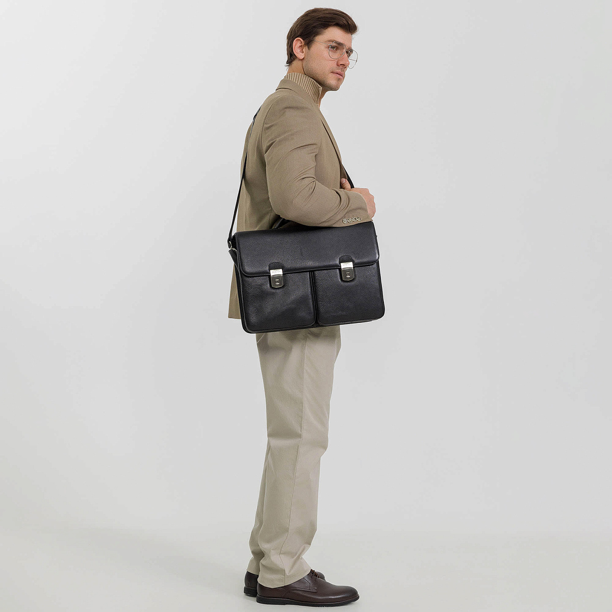 Портфель Dr.Koffer из натуральной кожи черный