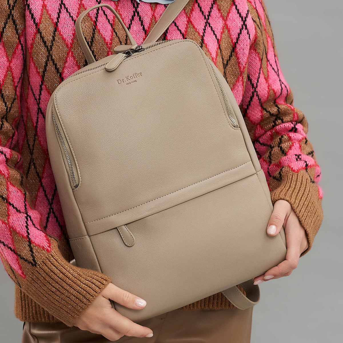 Рюкзак Dr.Koffer из натуральной кожи бежевый