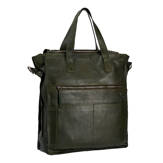 Деловая сумка Dr.Koffer из натуральной кожи зеленая
