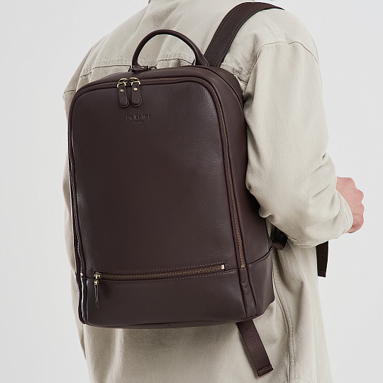 Рюкзак Dr.Koffer из натуральной кожи темно-коричневый