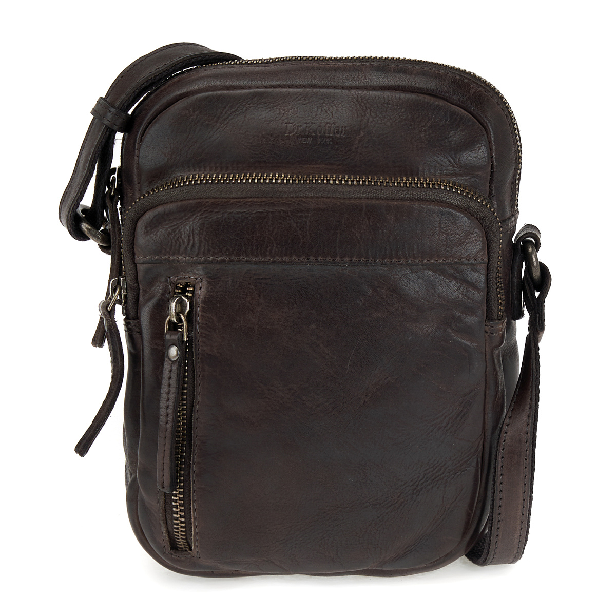 Сумка через плечо Dr.Koffer из натуральной кожи серая