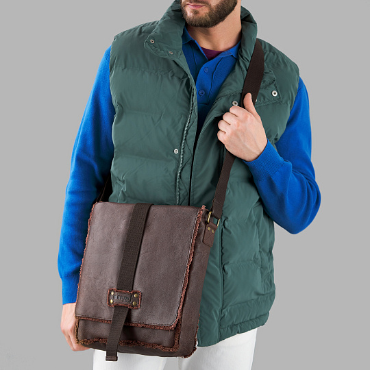 Сумка через плечо Dr.Koffer из натуральной кожи коричневая