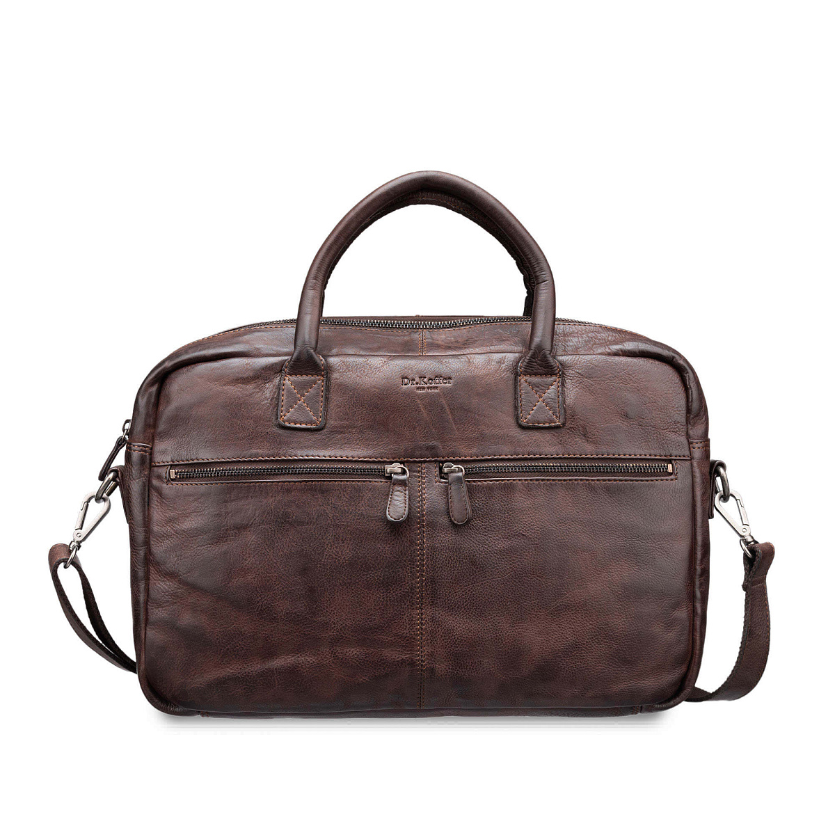 Деловая сумка Dr.Koffer из натуральной кожи темно-коричневая