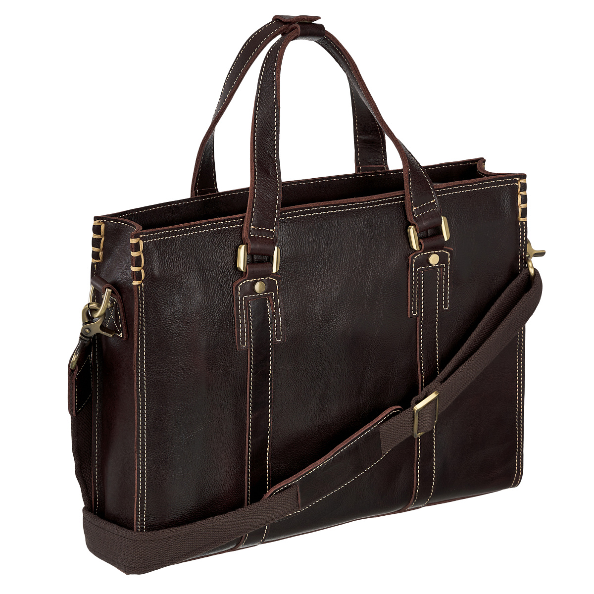 Деловая сумка Dr.Koffer из натуральной кожи темно-коричневая