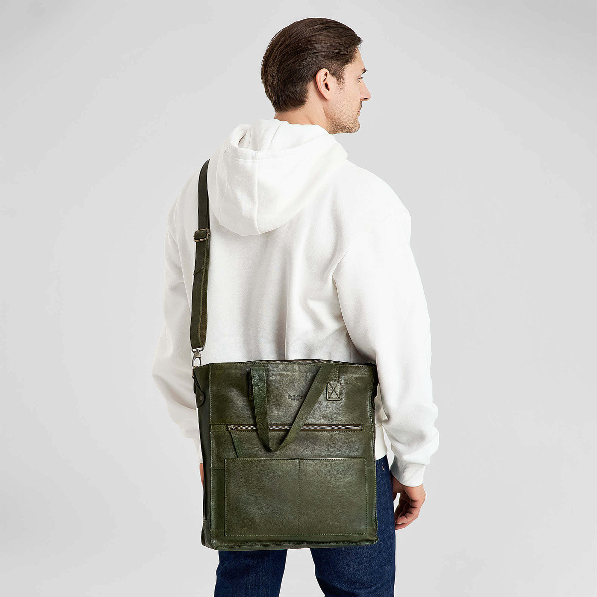 Деловая сумка Dr.Koffer из натуральной кожи зеленая