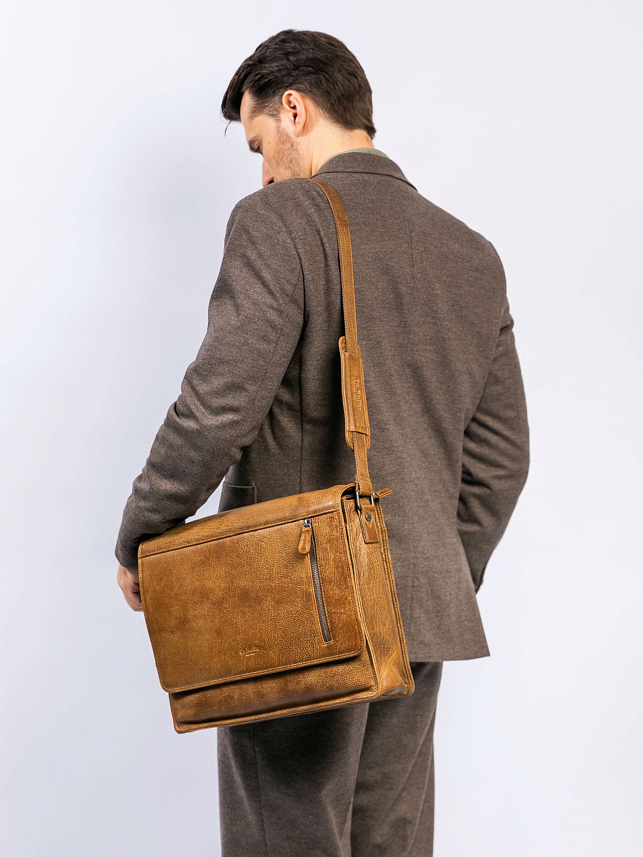 Сумка через плечо Dr. Koffer из натуральной кожи коричневая