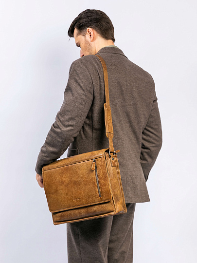 Сумка через плечо Dr. Koffer из натуральной кожи коричневая